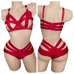 Victoria secret sexy strappy luxe harness bra set 34DD/XS
